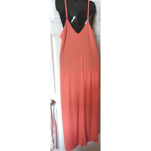 Zenana Premium Maxi Sundress Size 1X Orange Adjustable Straps V Neck Pockets - Picture 2 of 6
